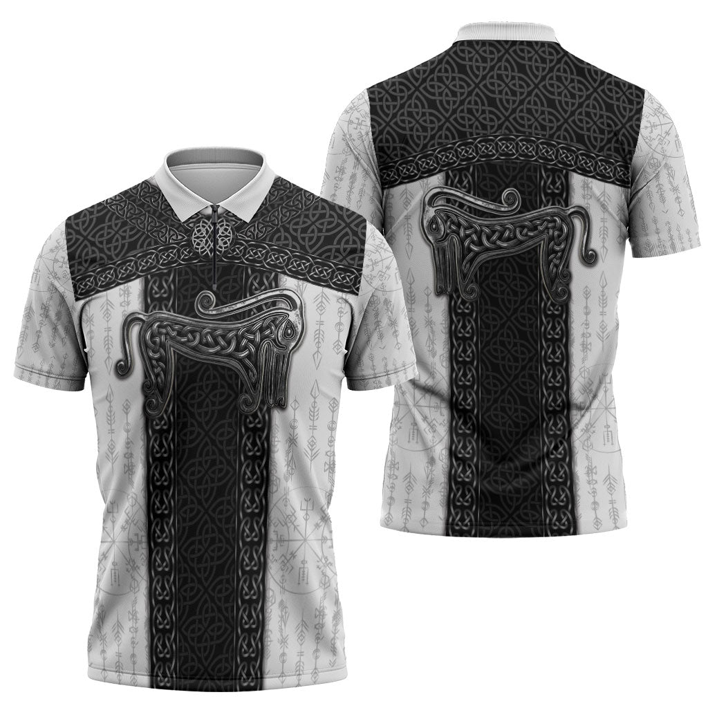 Ancient Scotland Zipper Polo Shirt Pictish Beast Celtic Knotwork