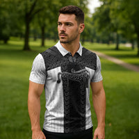 Ancient Scotland Zipper Polo Shirt Pictish Beast Celtic Knotwork