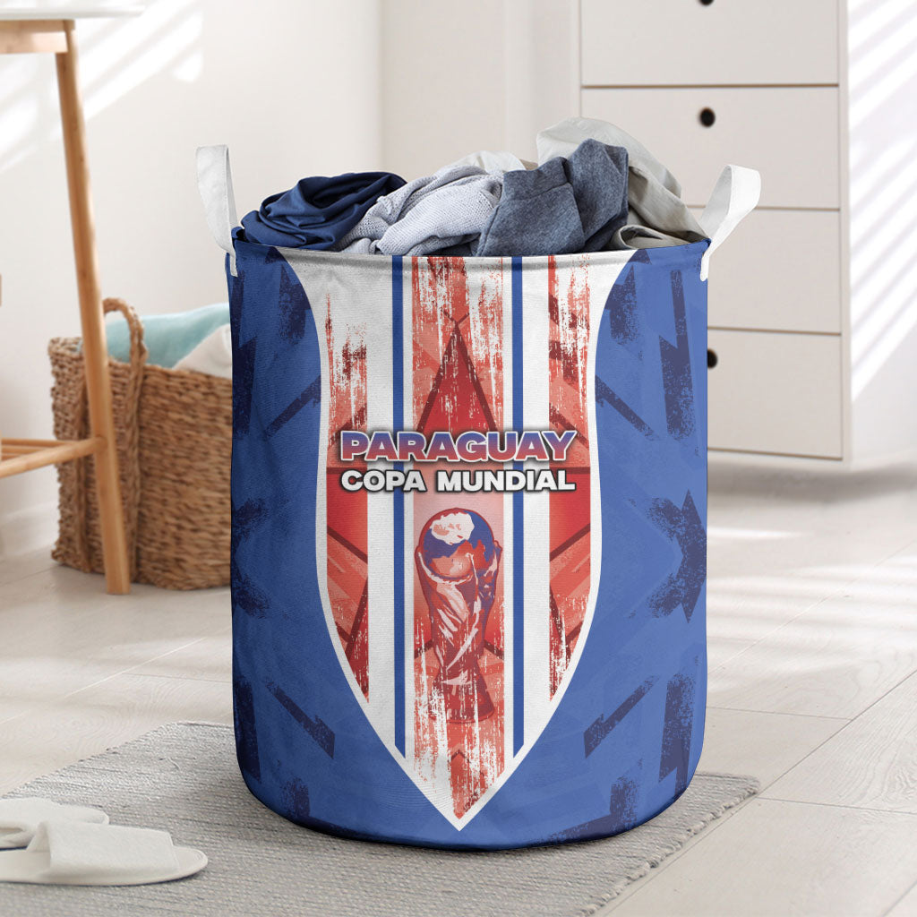 Paraguay Football Laundry Basket Trophy Grunge Stripes