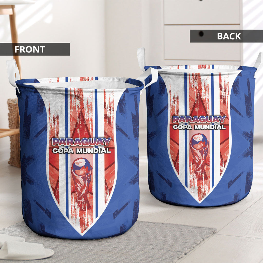 Paraguay Football Laundry Basket Trophy Grunge Stripes