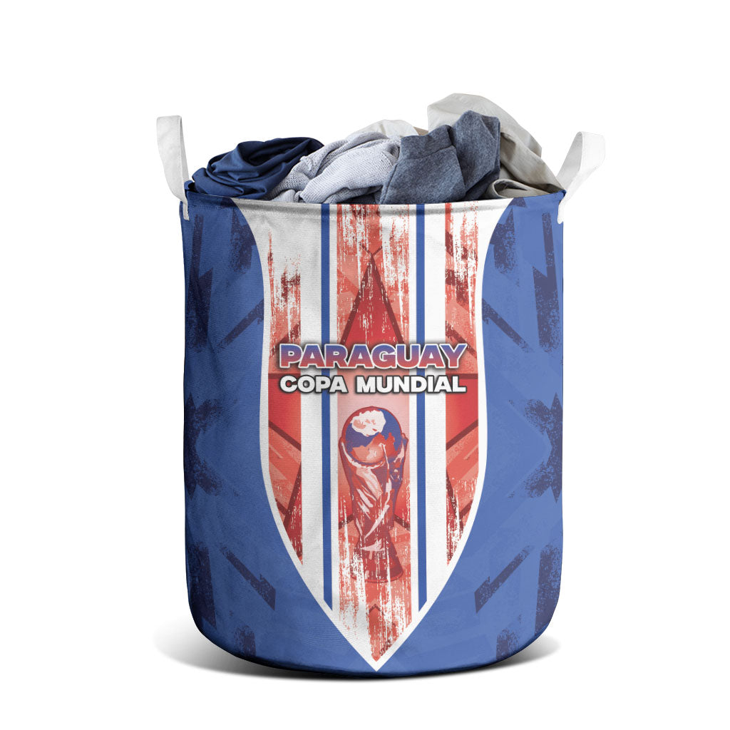 Paraguay Football Laundry Basket Trophy Grunge Stripes