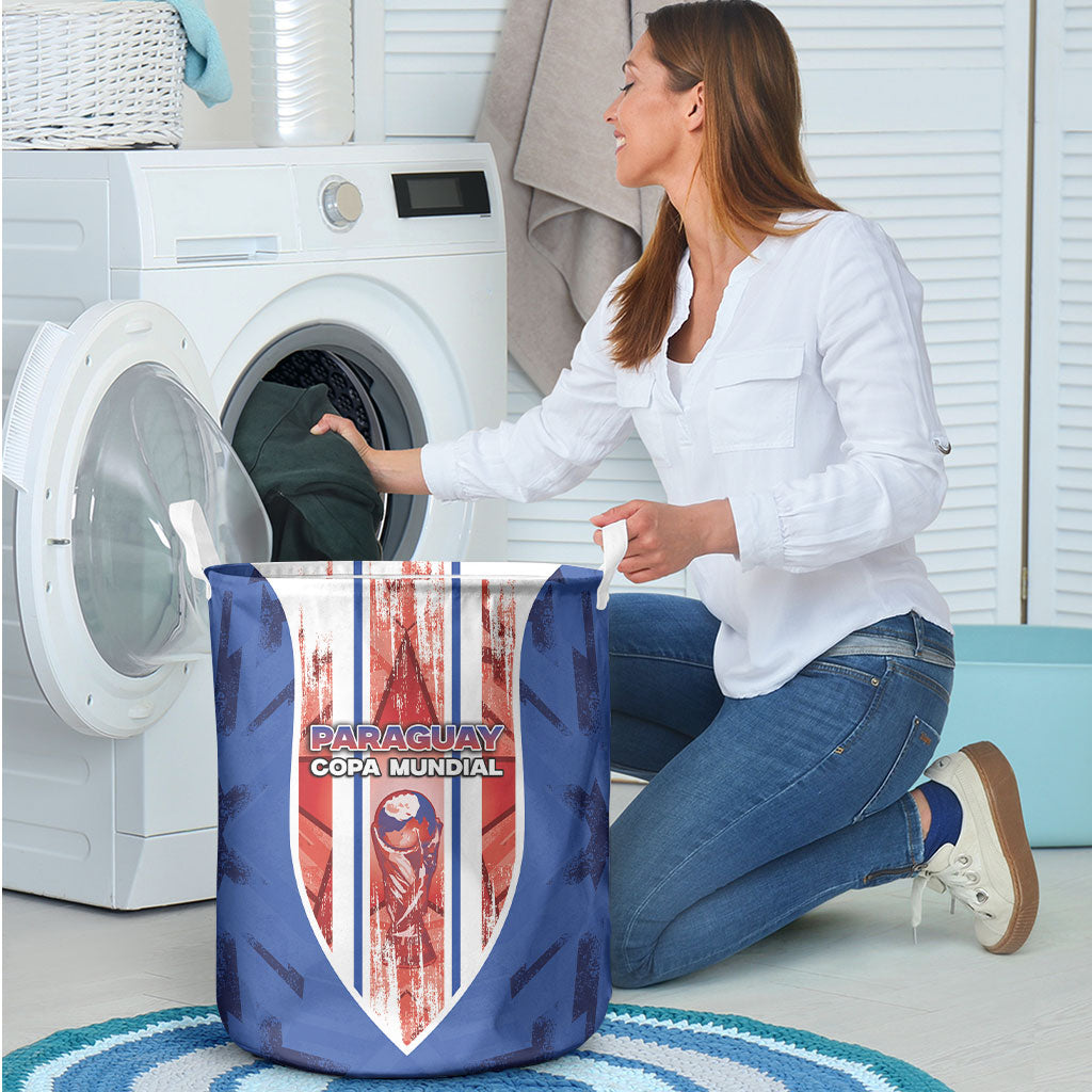 Paraguay Football Laundry Basket Trophy Grunge Stripes