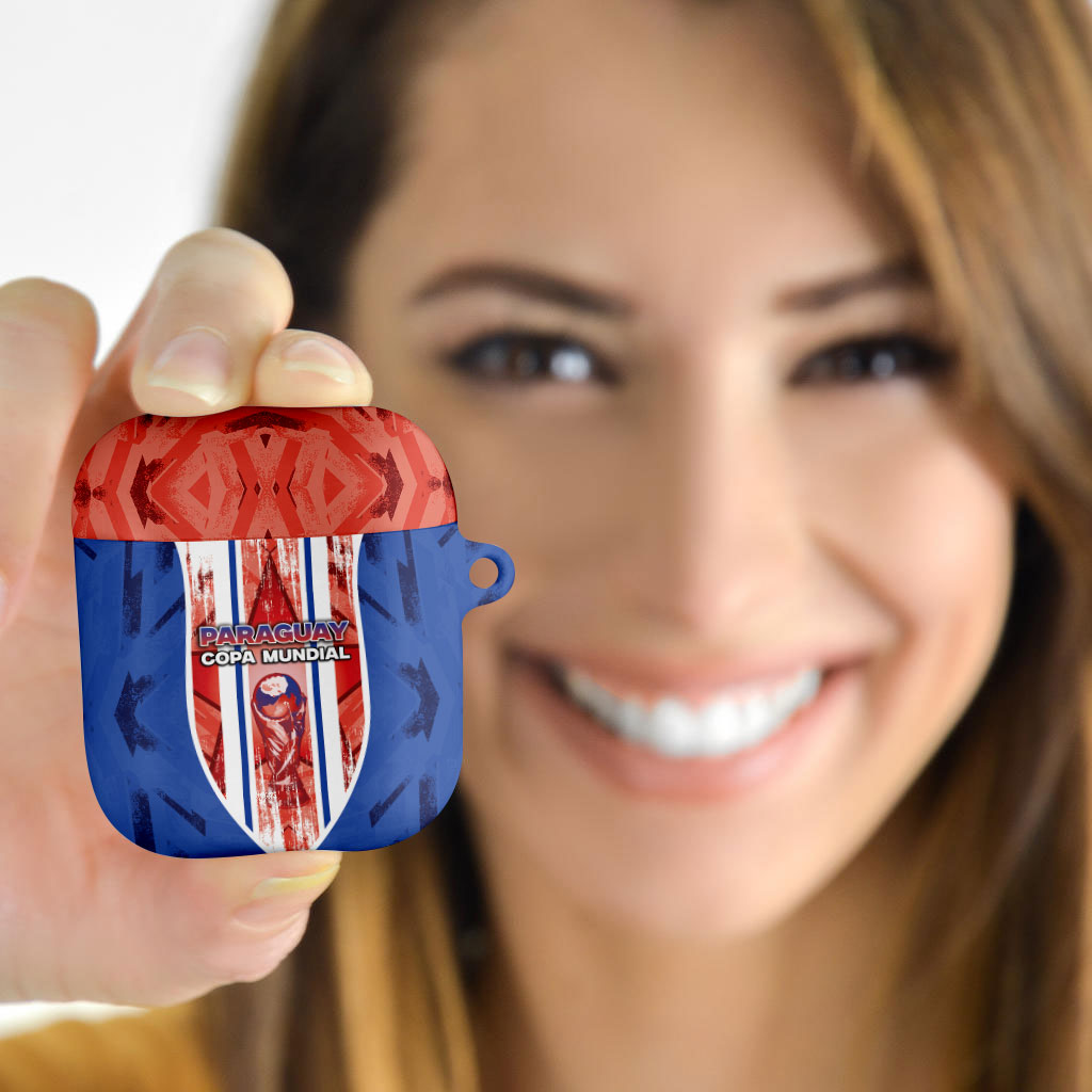 Paraguay Football AirPods Case Trophy Grunge Stripes