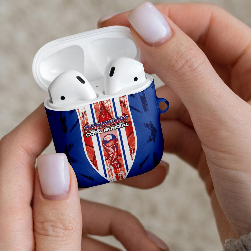 Paraguay Football AirPods Case Trophy Grunge Stripes