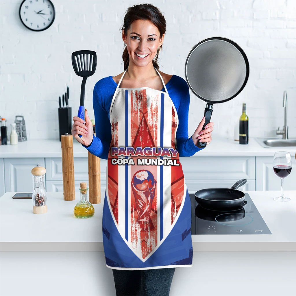 Paraguay Football Apron Trophy Grunge Stripes
