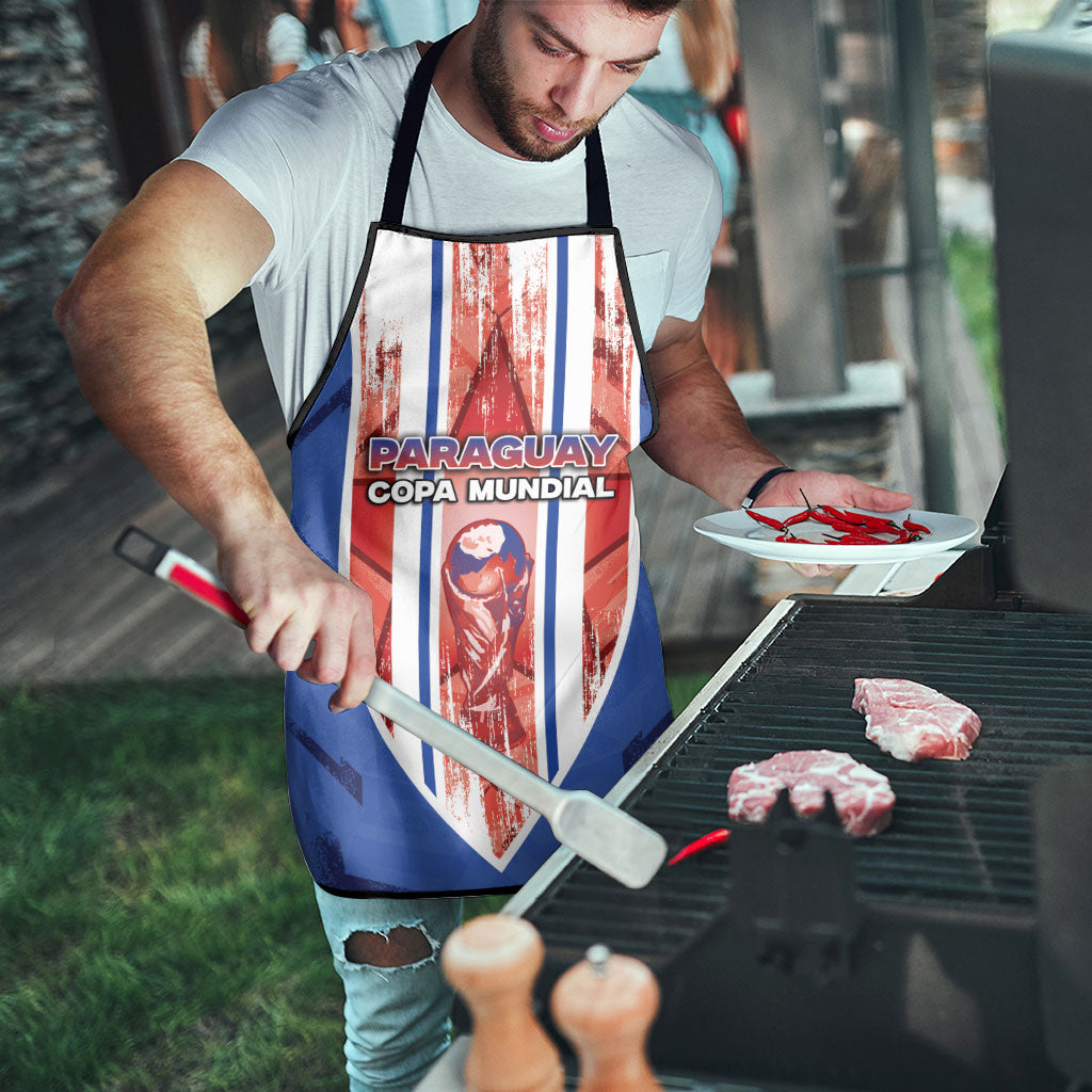 Paraguay Football Apron Trophy Grunge Stripes