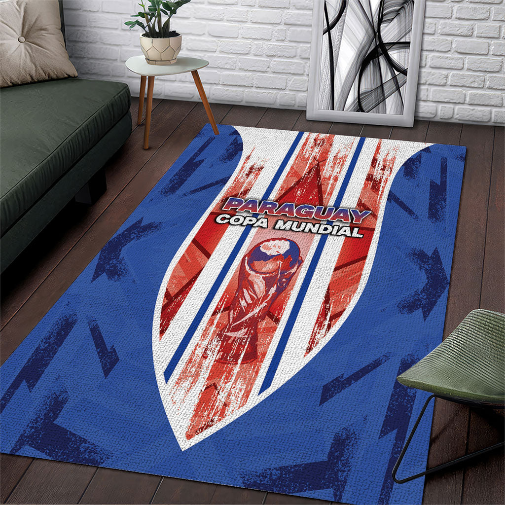 Paraguay Football Area Rug Trophy Grunge Stripes