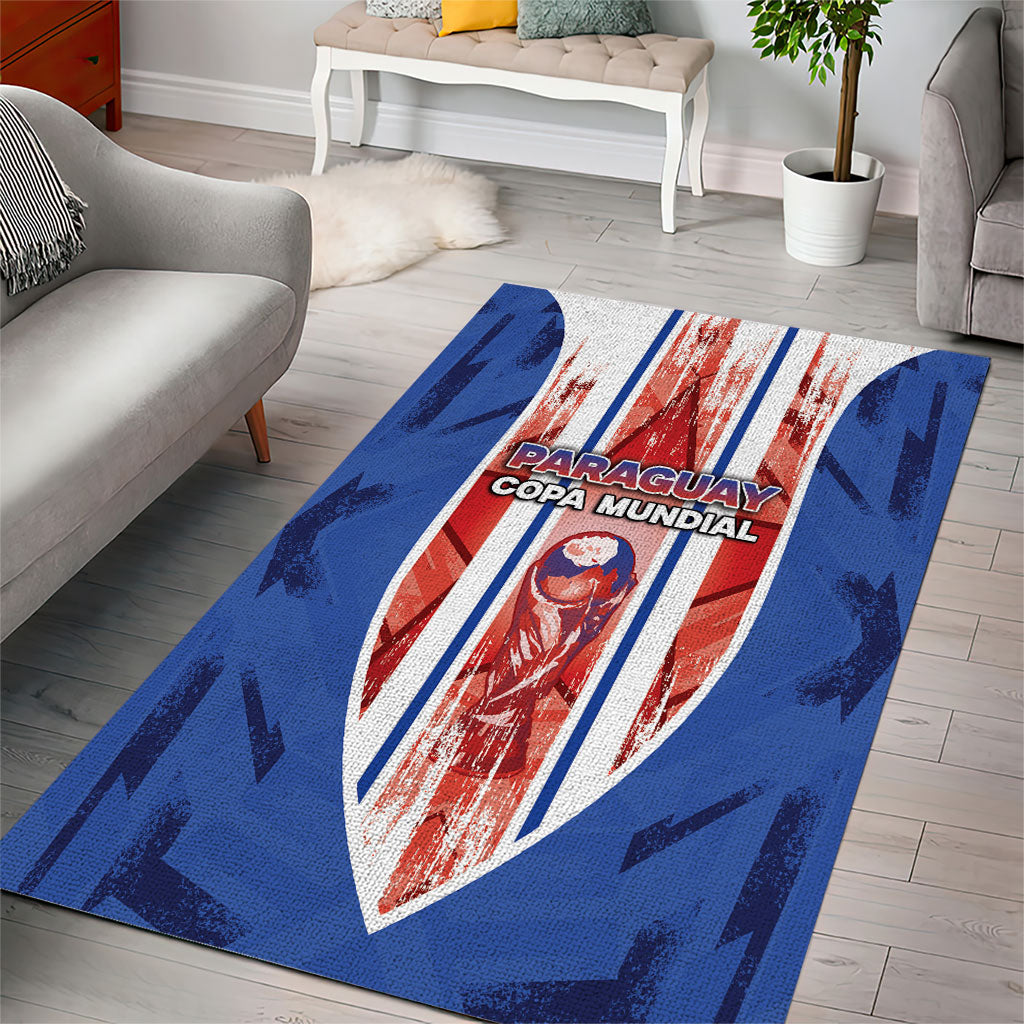 Paraguay Football Area Rug Trophy Grunge Stripes