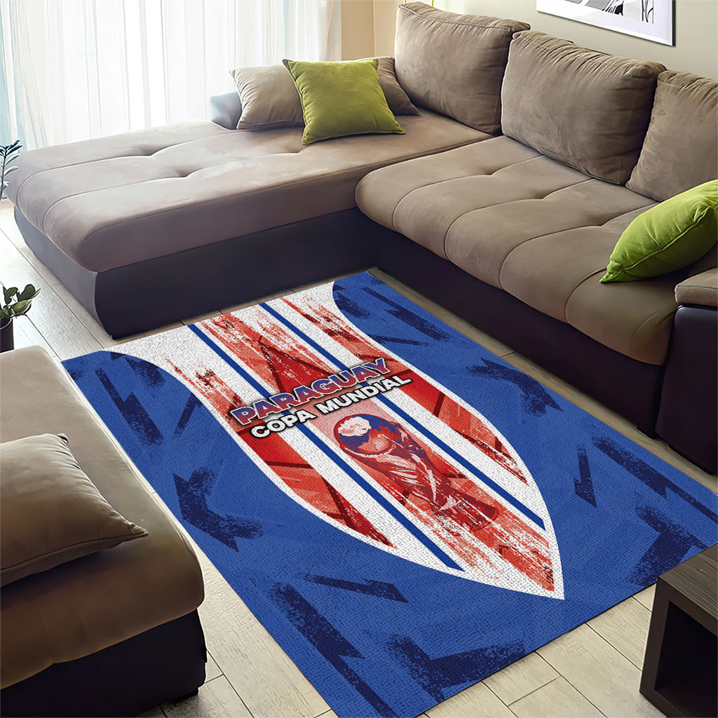 Paraguay Football Area Rug Trophy Grunge Stripes