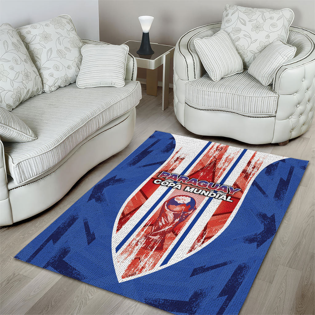 Paraguay Football Area Rug Trophy Grunge Stripes