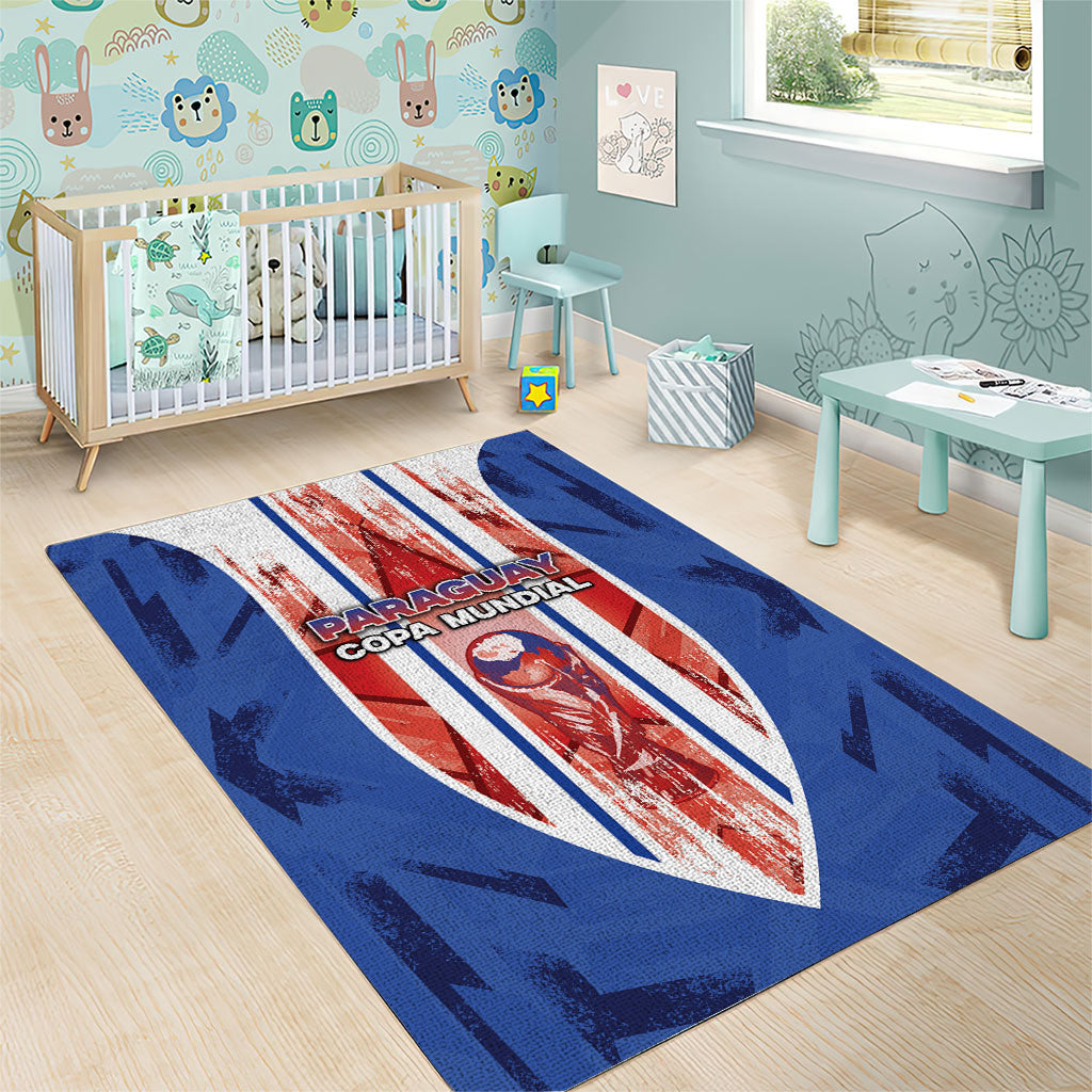 Paraguay Football Area Rug Trophy Grunge Stripes