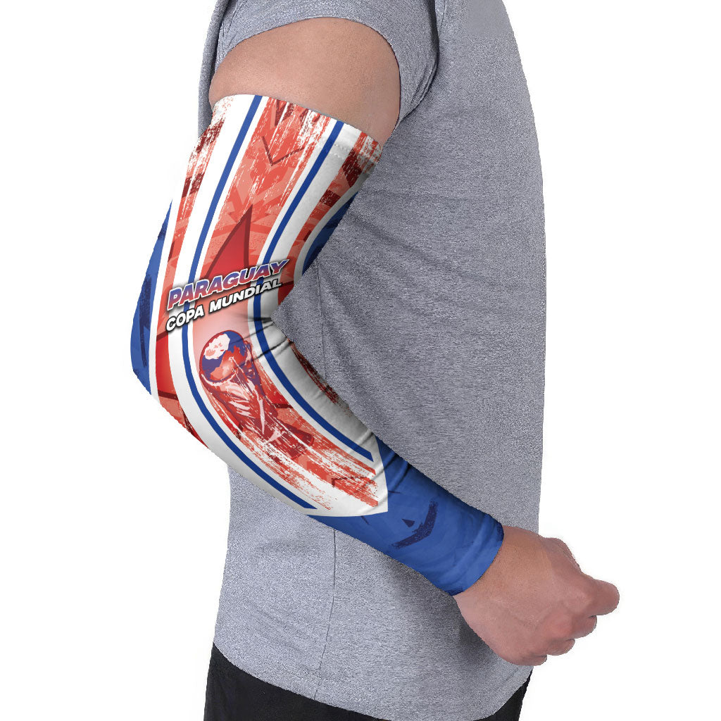 Custom Paraguay Football Arm Sleeves Trophy Grunge Stripes