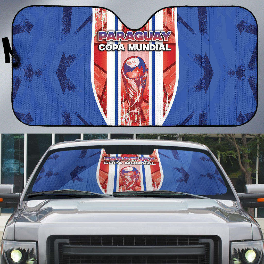 Paraguay Football Auto Sun Shade Trophy Grunge Stripes