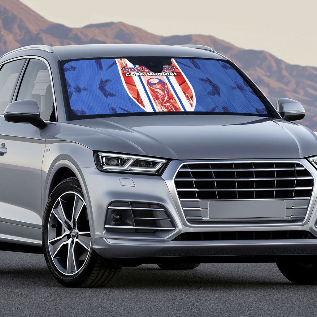 Paraguay Football Auto Sun Shade Trophy Grunge Stripes