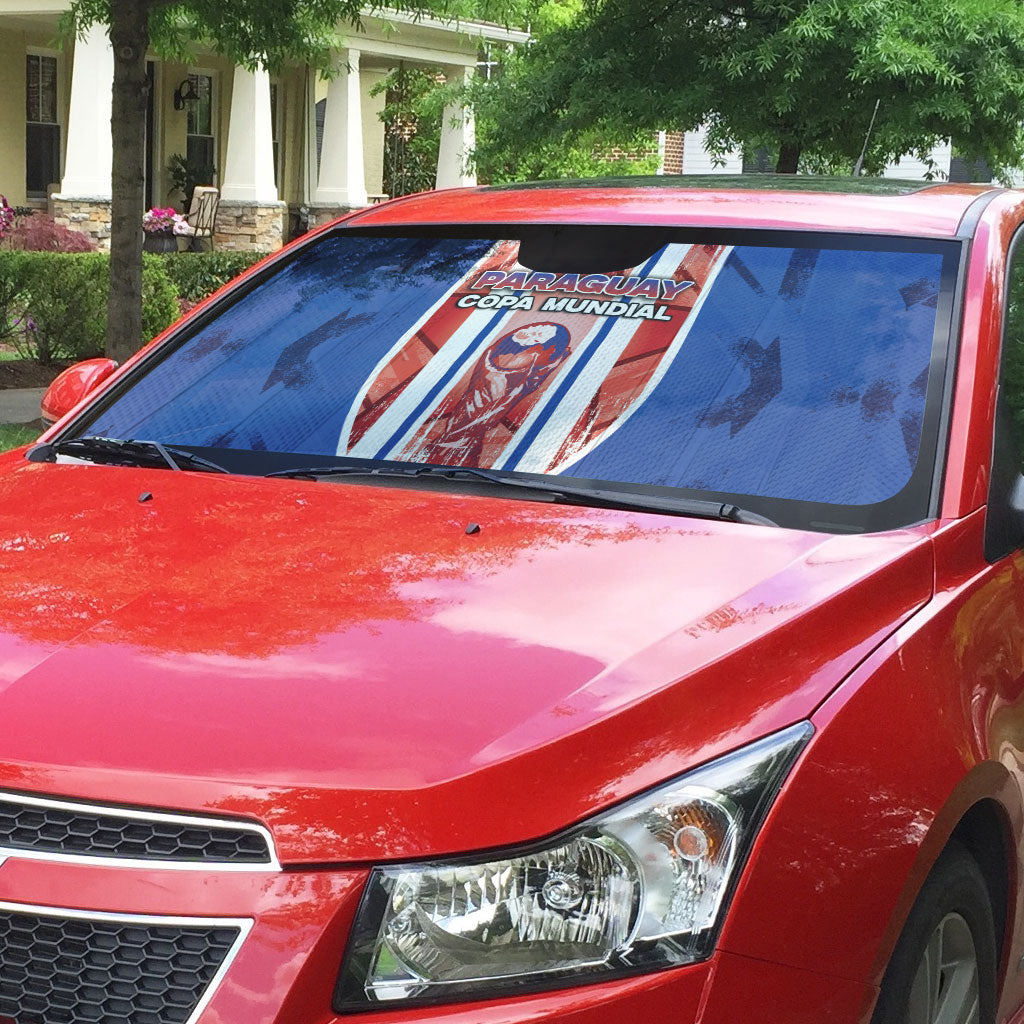 Paraguay Football Auto Sun Shade Trophy Grunge Stripes