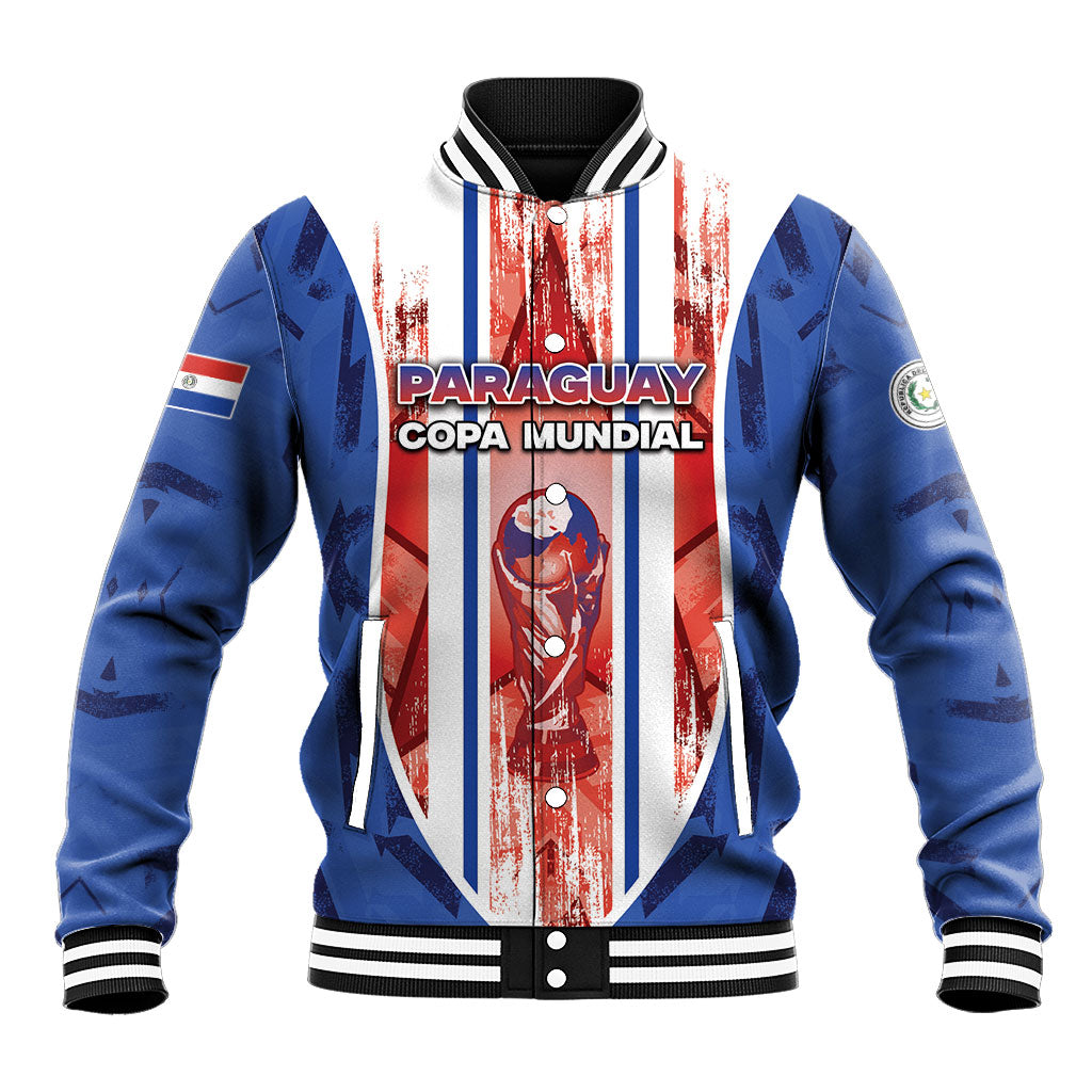 Custom Paraguay Football Baseball Jacket Trophy Grunge Stripes