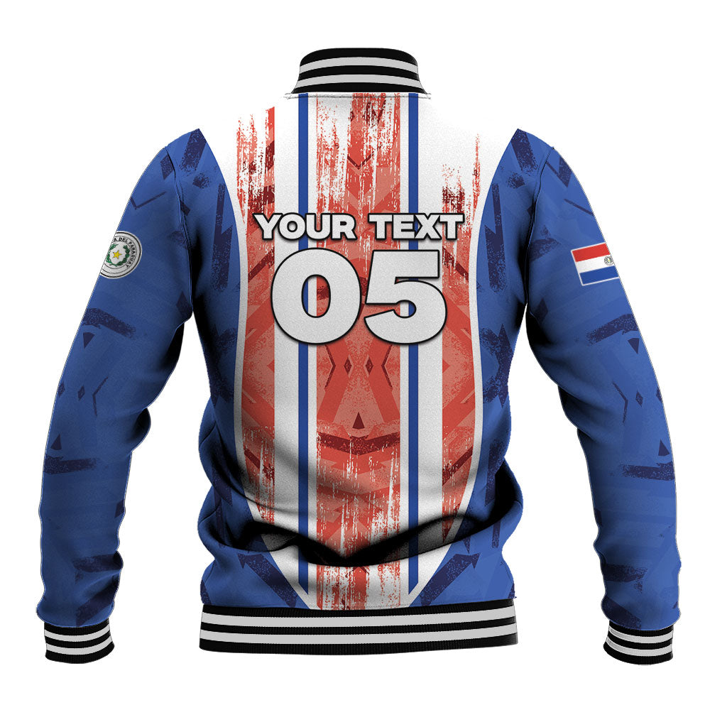 Custom Paraguay Football Baseball Jacket Trophy Grunge Stripes