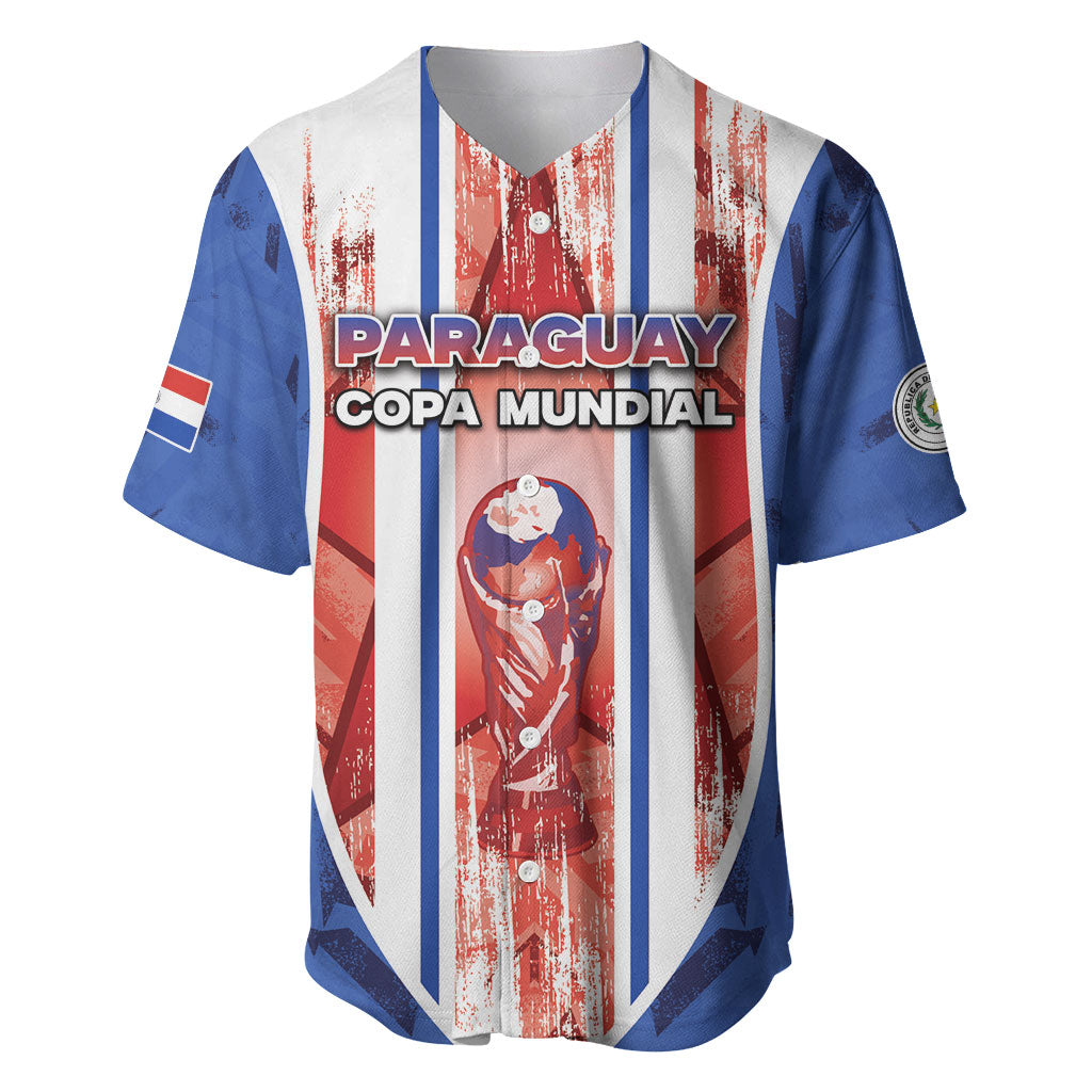 Custom Paraguay Football Baseball Jersey Trophy Grunge Stripes