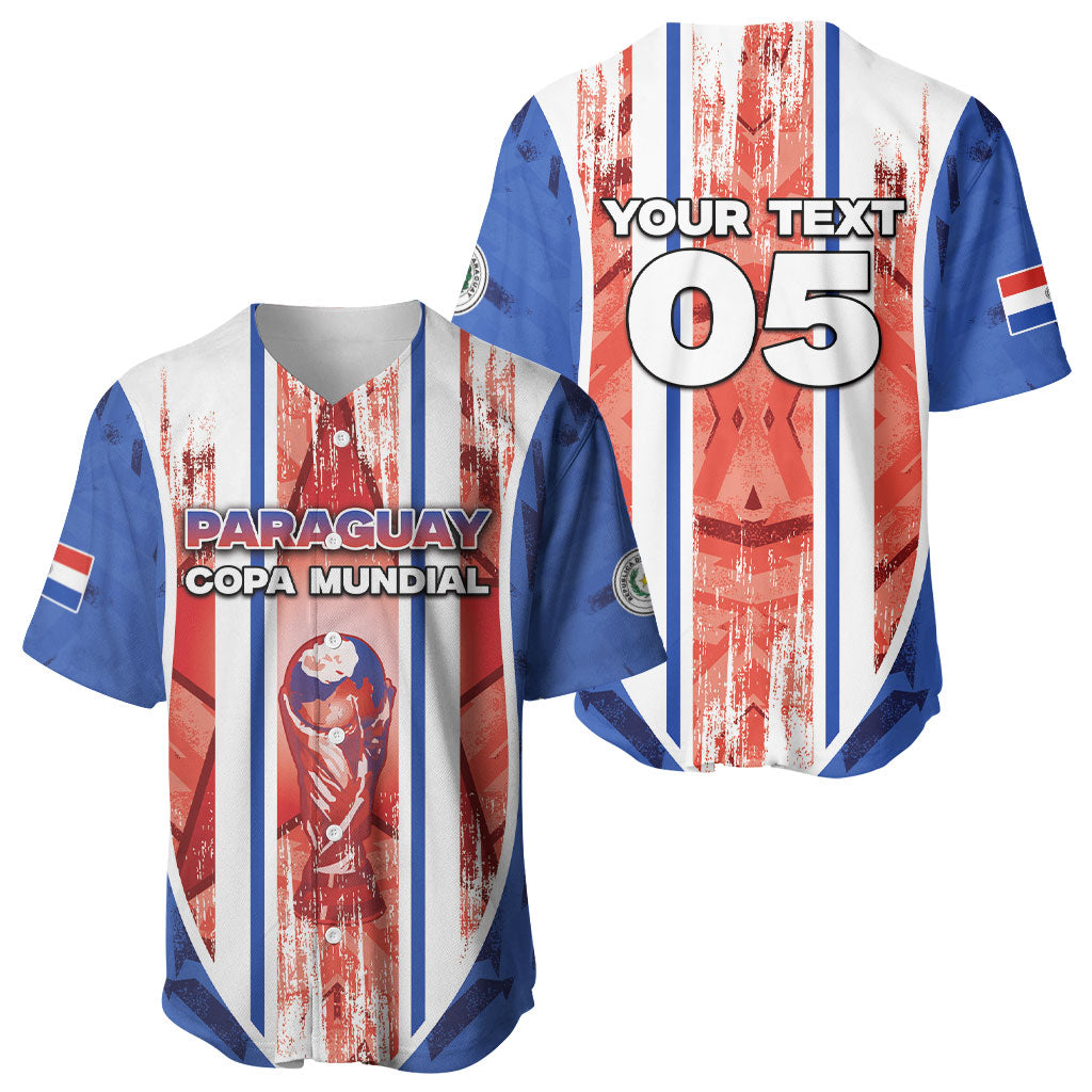 Custom Paraguay Football Baseball Jersey Trophy Grunge Stripes