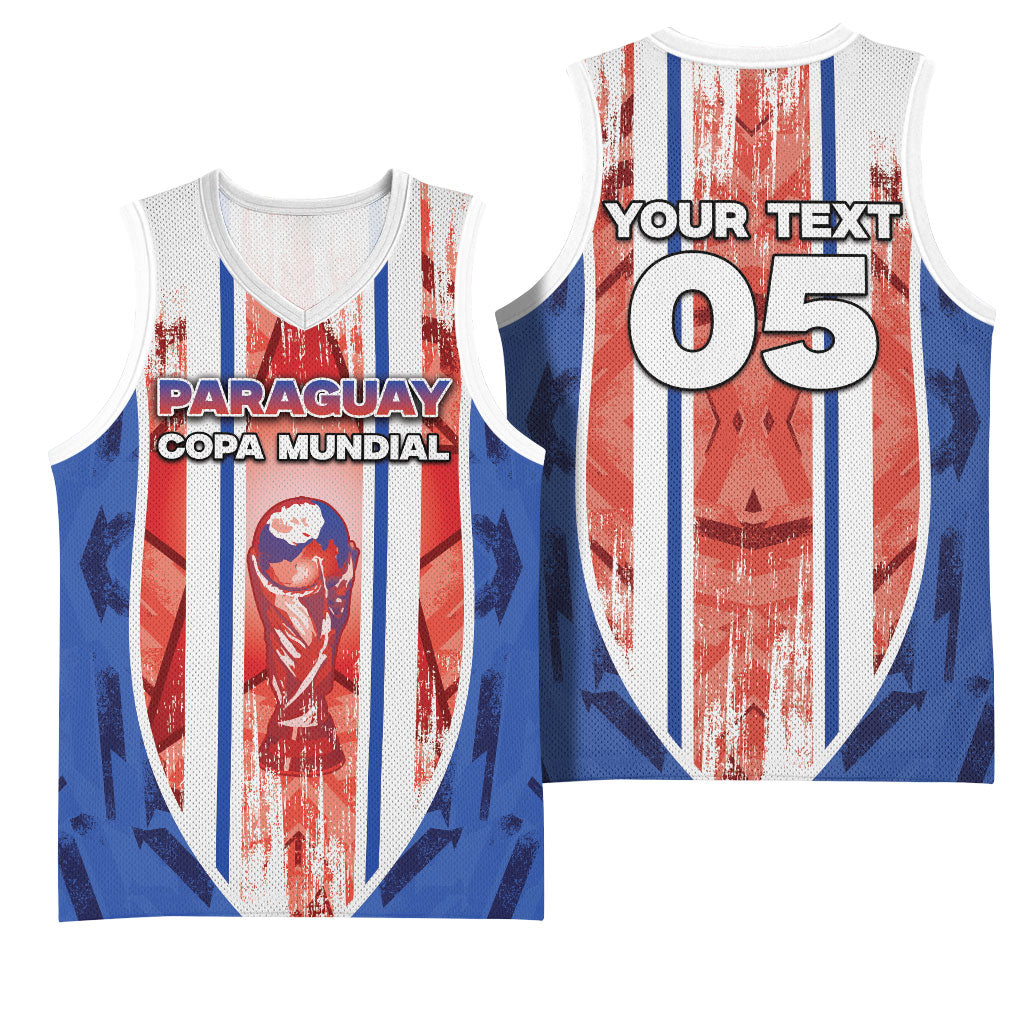 Custom Paraguay Football Basketball Jersey Trophy Grunge Stripes