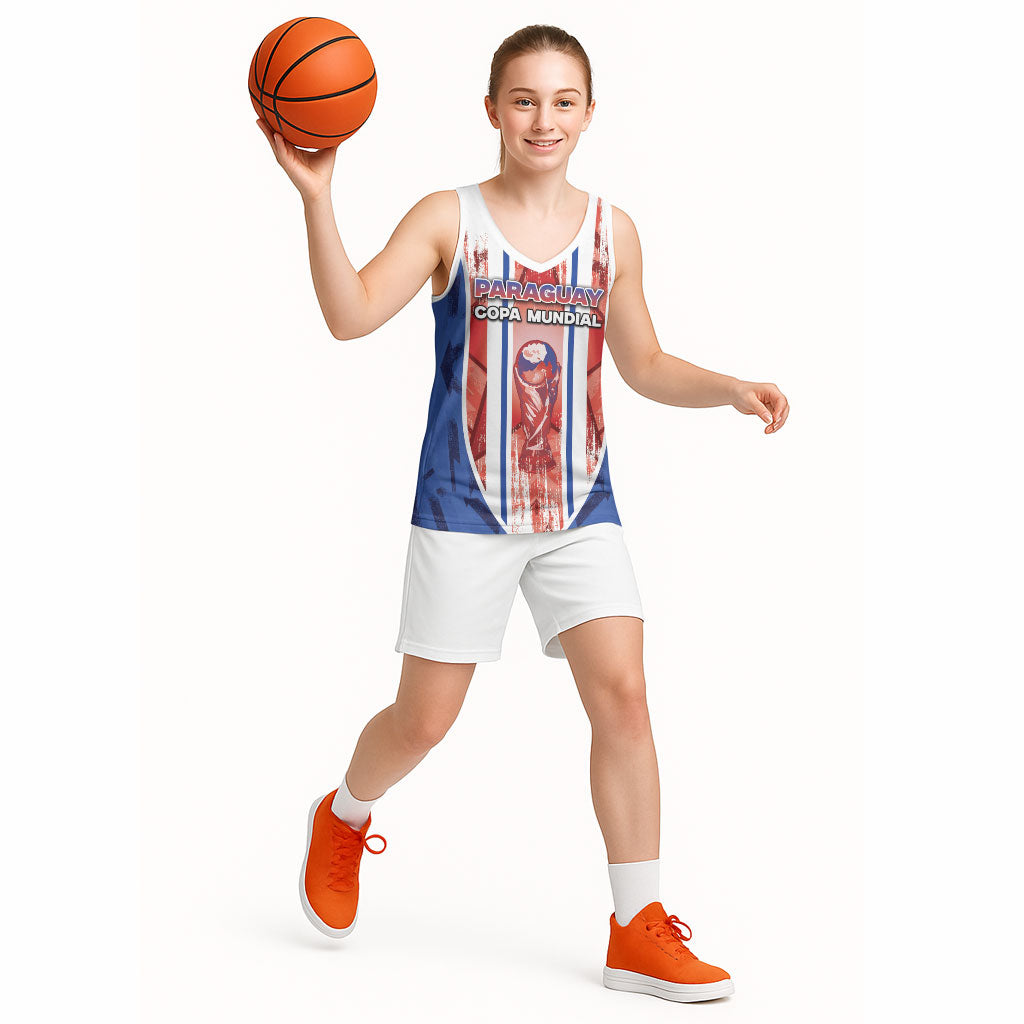 Custom Paraguay Football Basketball Jersey Trophy Grunge Stripes