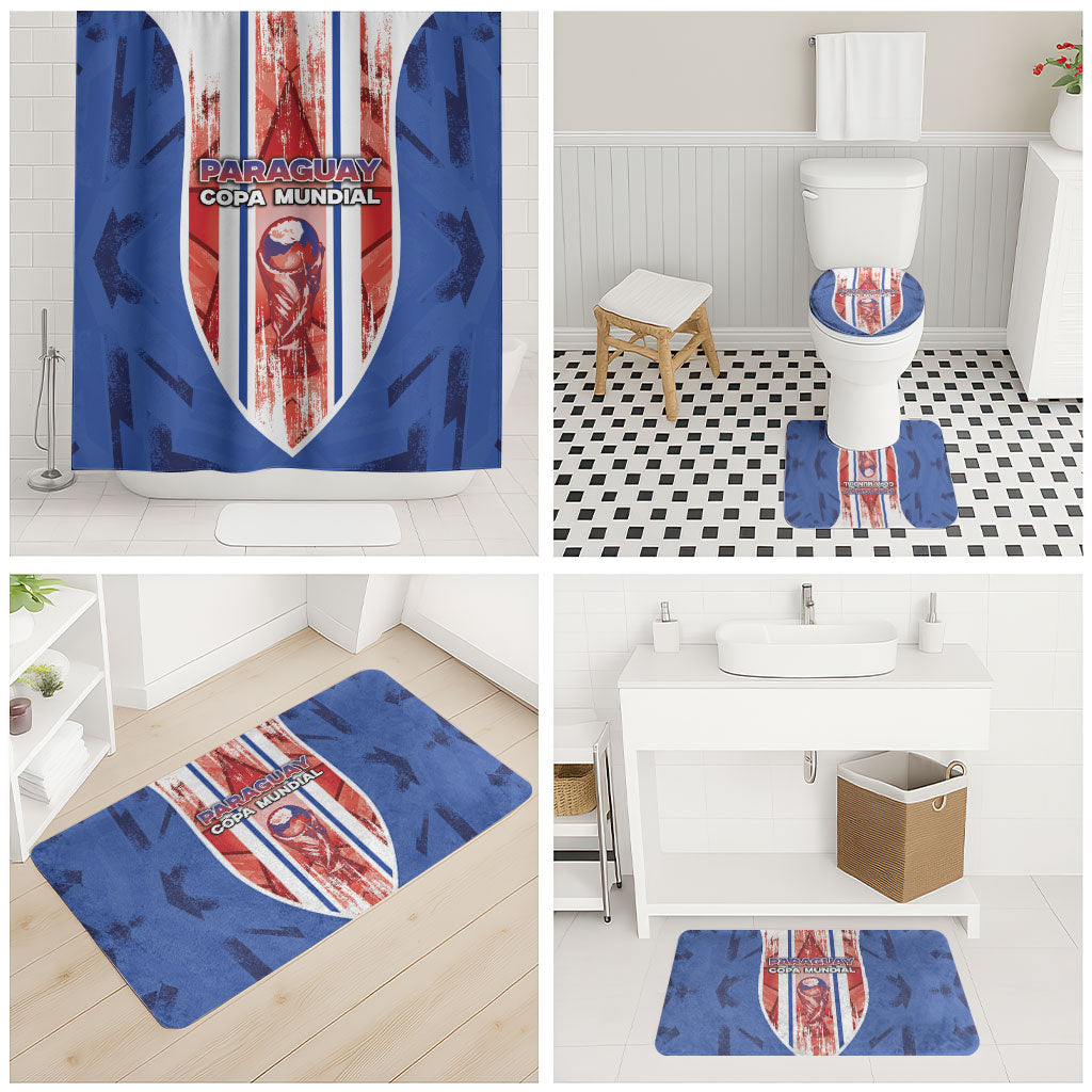 Paraguay Football Bathroom Set Trophy Grunge Stripes