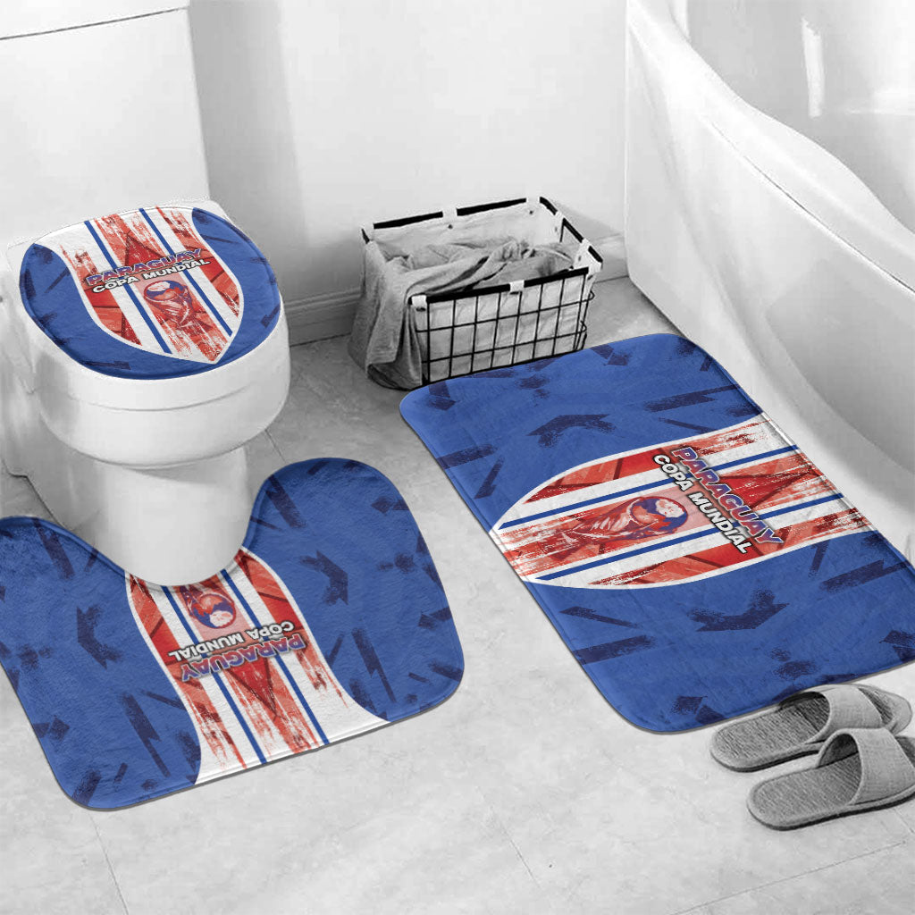 Paraguay Football Bathroom Set Trophy Grunge Stripes