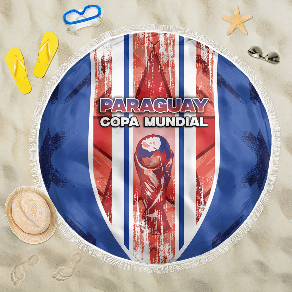 Paraguay Football Beach Blanket Trophy Grunge Stripes
