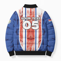 Custom Paraguay Football Bomber Puffer Jacket Trophy Grunge Stripes