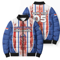 Custom Paraguay Football Bomber Puffer Jacket Trophy Grunge Stripes