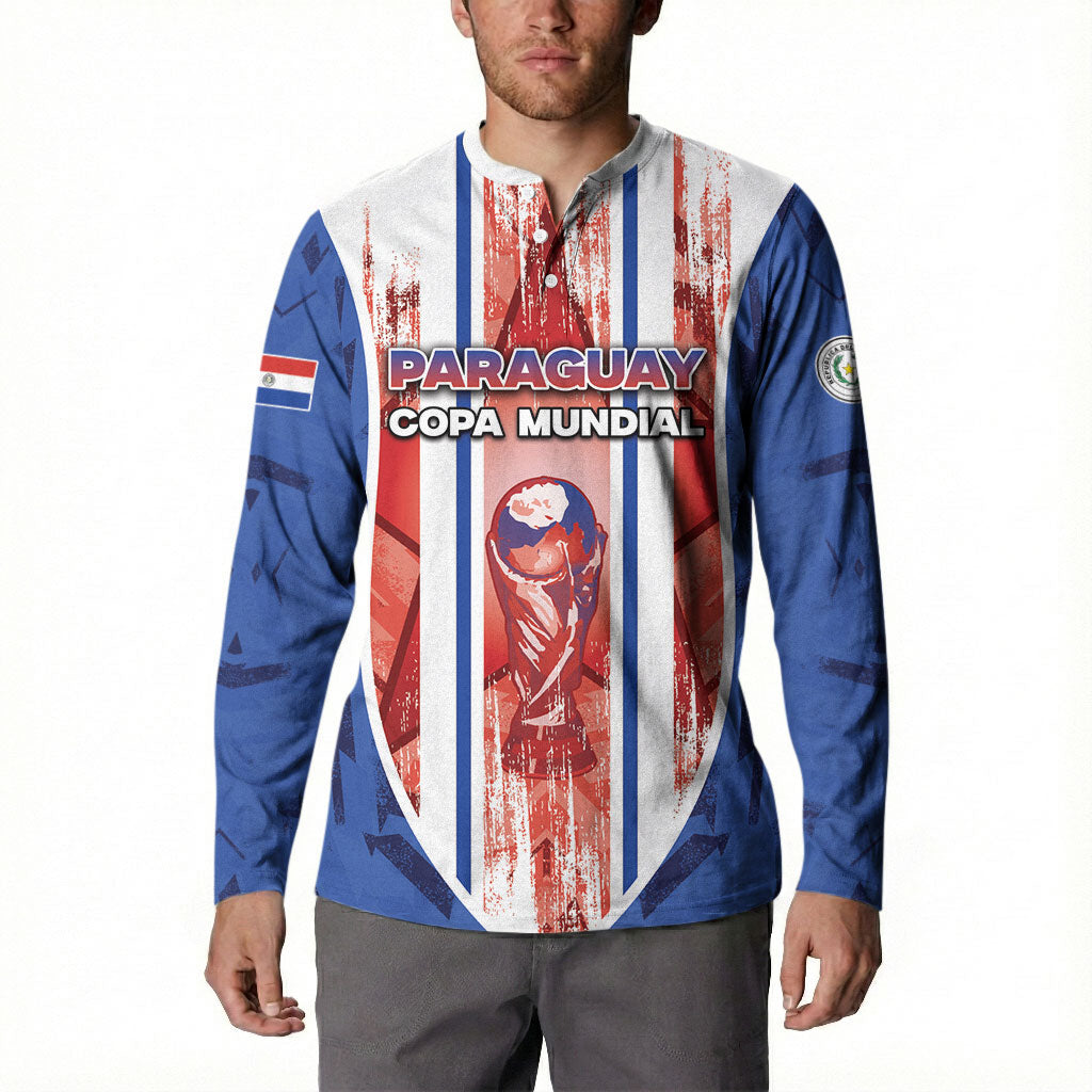 Custom Paraguay Football Button Sweatshirt Trophy Grunge Stripes