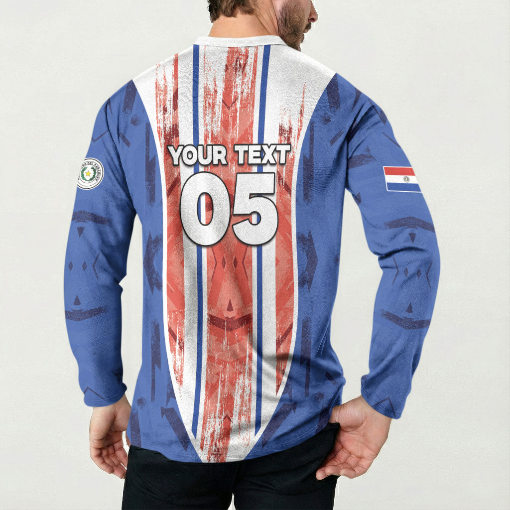 Custom Paraguay Football Button Sweatshirt Trophy Grunge Stripes