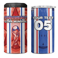 Custom Paraguay Football 4 in 1 Can Cooler Tumbler Trophy Grunge Stripes