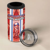 Custom Paraguay Football 4 in 1 Can Cooler Tumbler Trophy Grunge Stripes