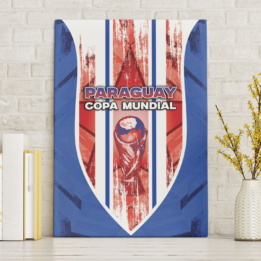 Paraguay Football Canvas Wall Art Trophy Grunge Stripes