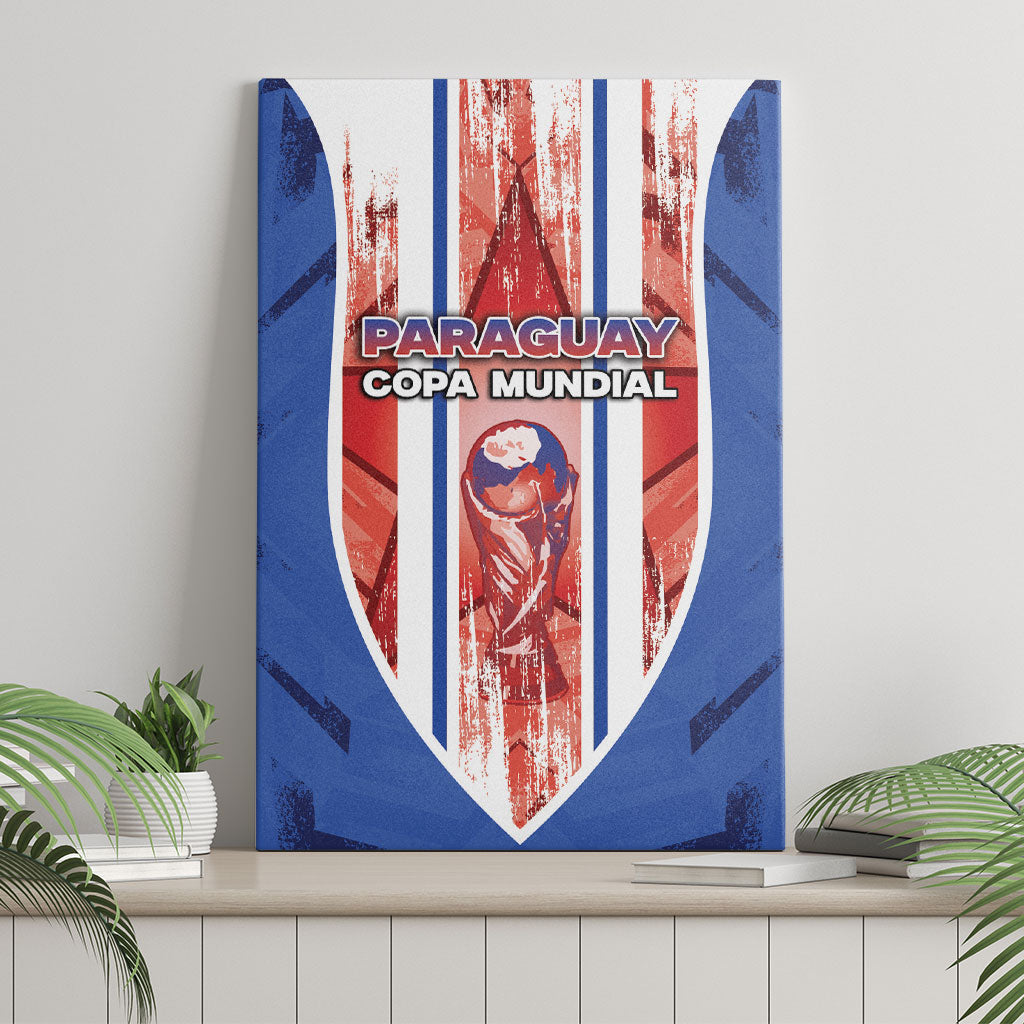 Paraguay Football Canvas Wall Art Trophy Grunge Stripes