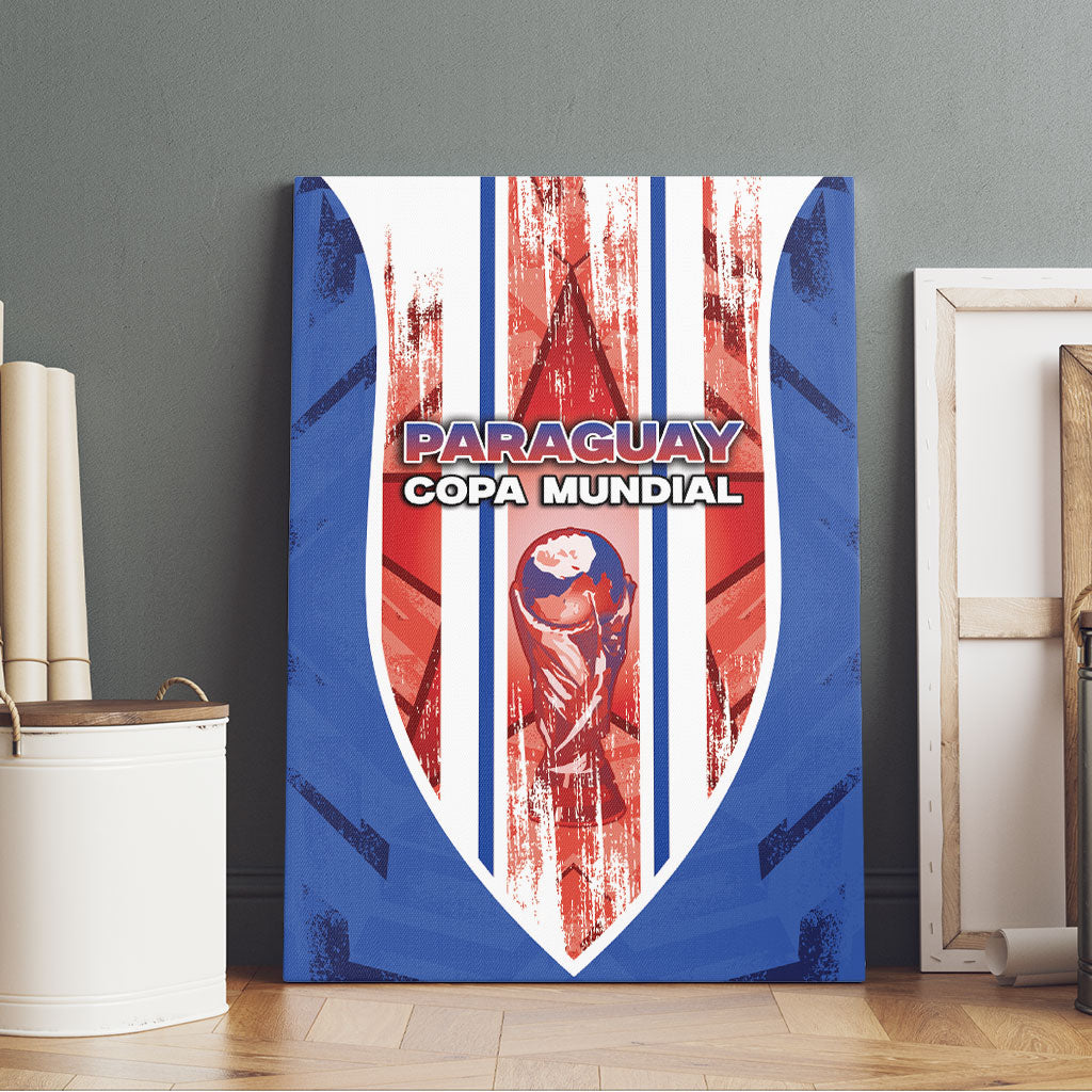 Paraguay Football Canvas Wall Art Trophy Grunge Stripes