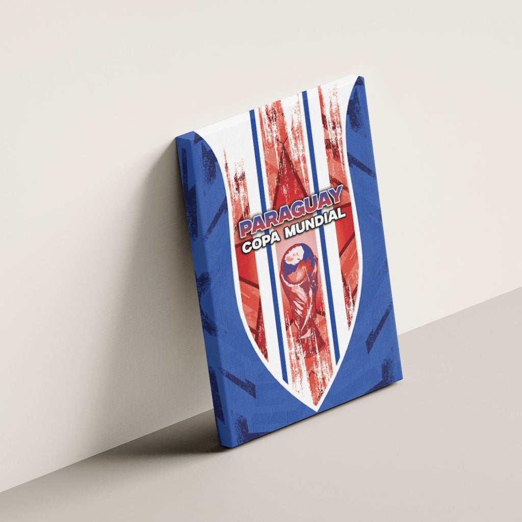 Paraguay Football Canvas Wall Art Trophy Grunge Stripes