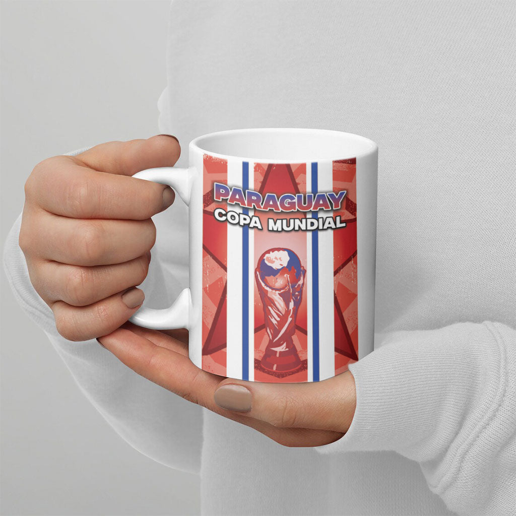 Custom Paraguay Football Ceramic Mug Trophy Grunge Stripes