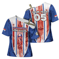 Custom Paraguay Football Cross Shoulder Shirt Trophy Grunge Stripes