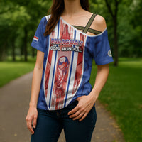 Custom Paraguay Football Cross Shoulder Shirt Trophy Grunge Stripes