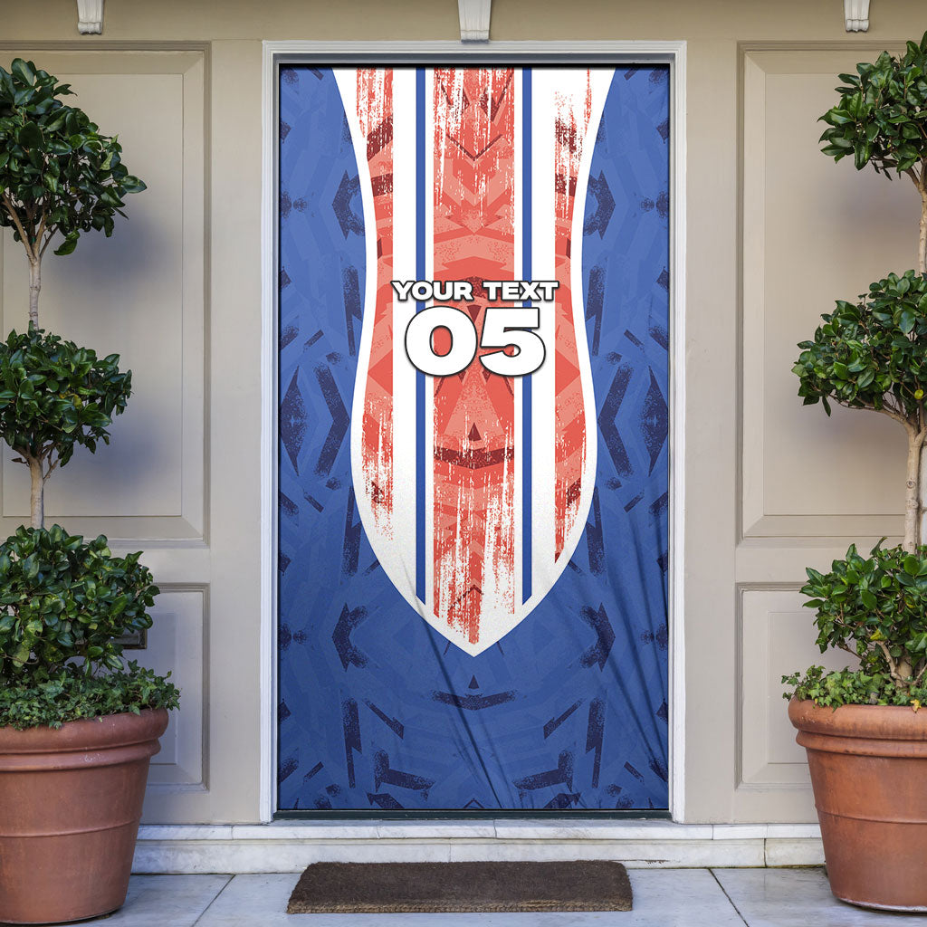 Custom Paraguay Football Door Cover Trophy Grunge Stripes