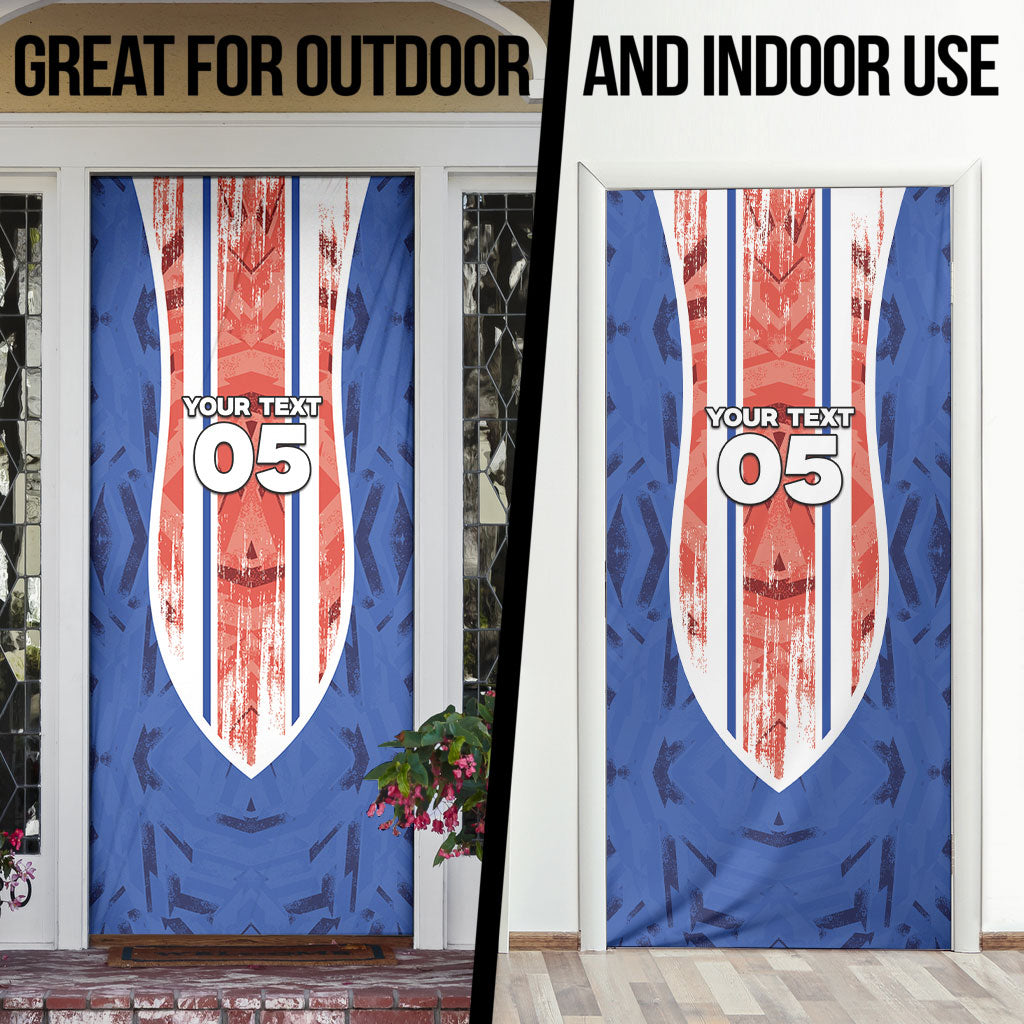Custom Paraguay Football Door Cover Trophy Grunge Stripes