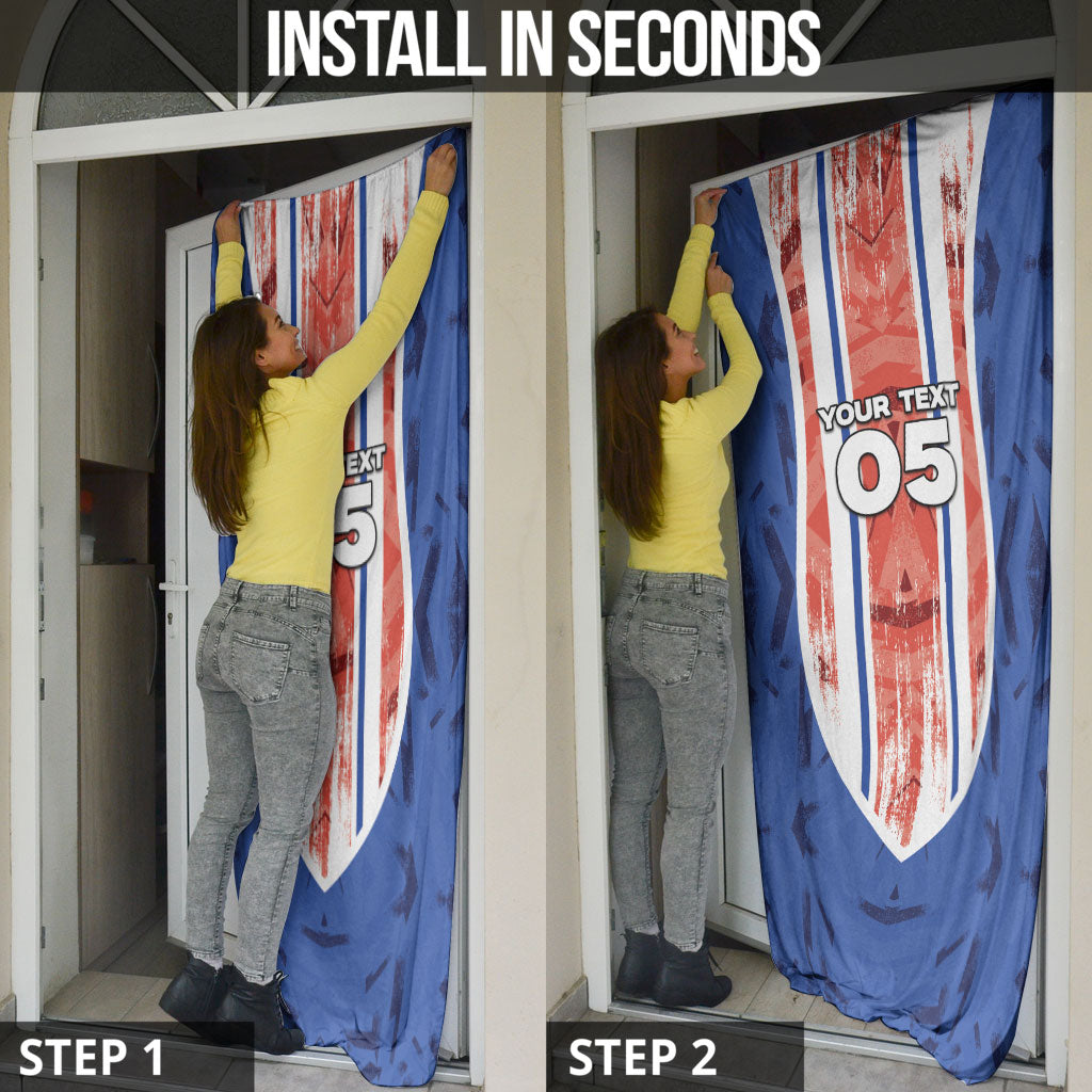 Custom Paraguay Football Door Cover Trophy Grunge Stripes