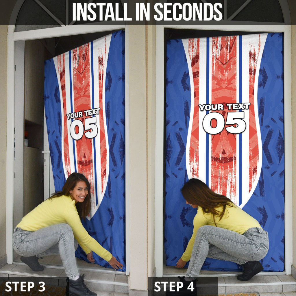 Custom Paraguay Football Door Cover Trophy Grunge Stripes