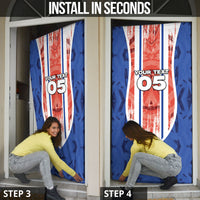 Custom Paraguay Football Door Cover Trophy Grunge Stripes