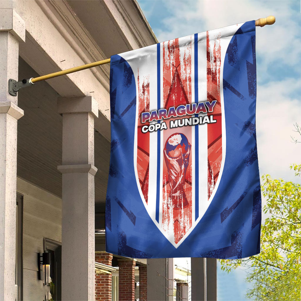 Paraguay Football Garden Flag Trophy Grunge Stripes