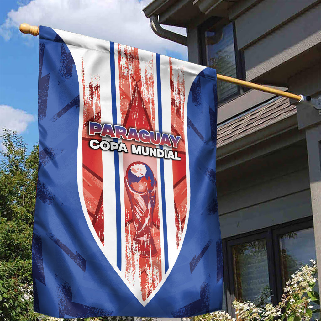 Paraguay Football Garden Flag Trophy Grunge Stripes