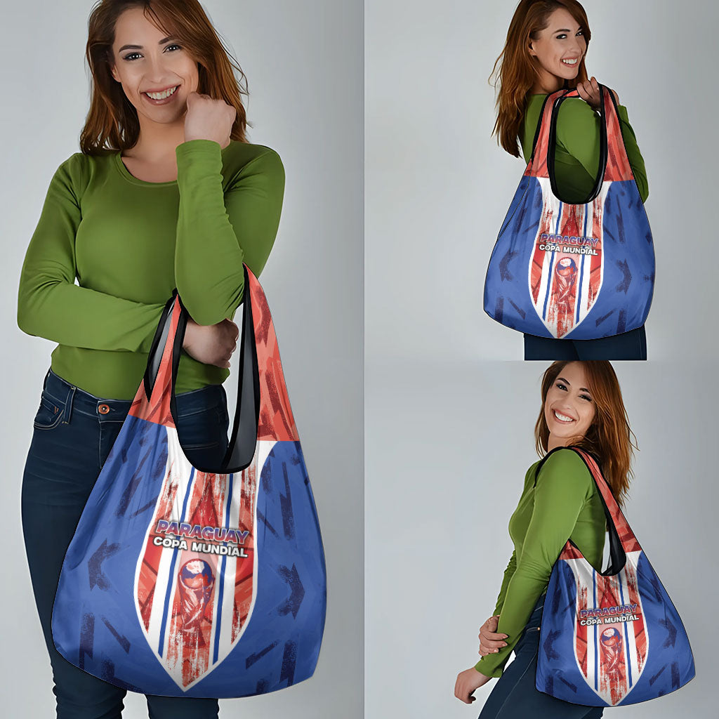 Paraguay Football Grocery Bag Trophy Grunge Stripes