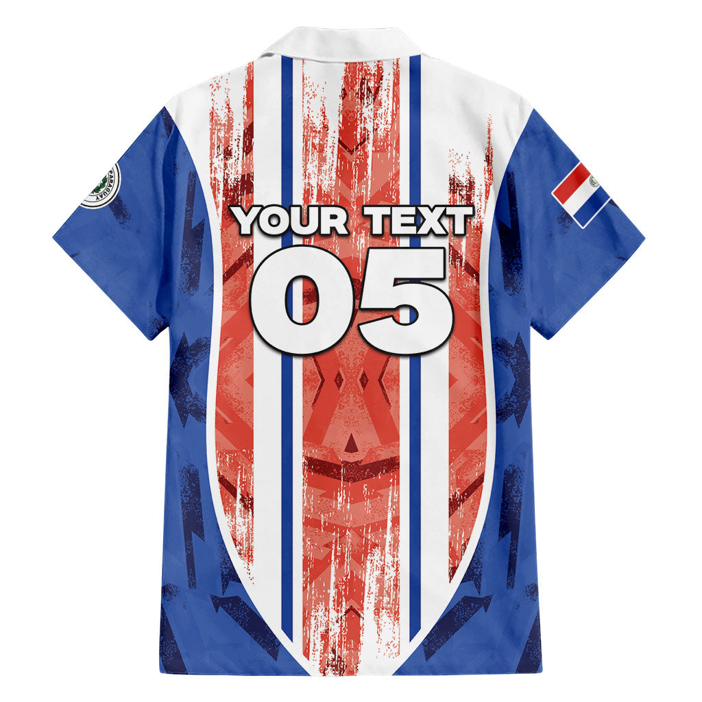 Custom Paraguay Football Hawaiian Shirt Trophy Grunge Stripes
